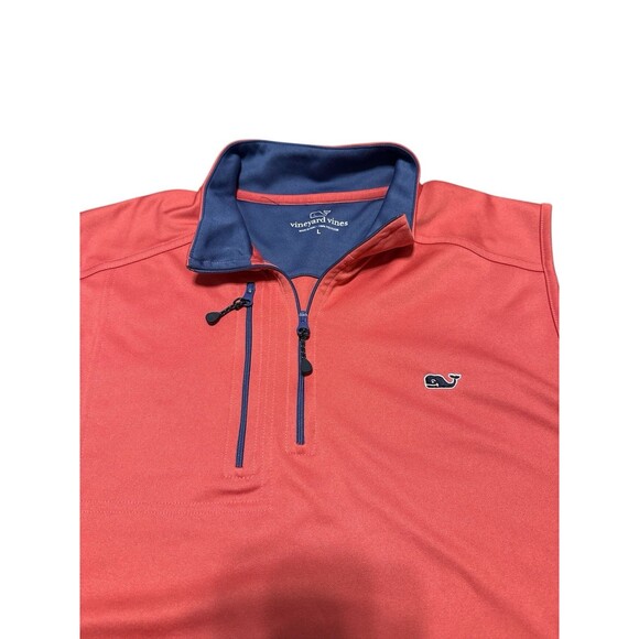 Vineyard Vines Vest Mens Large Red Performance Sleeveless Pullover Quarter Zip - Picture 2 of 4